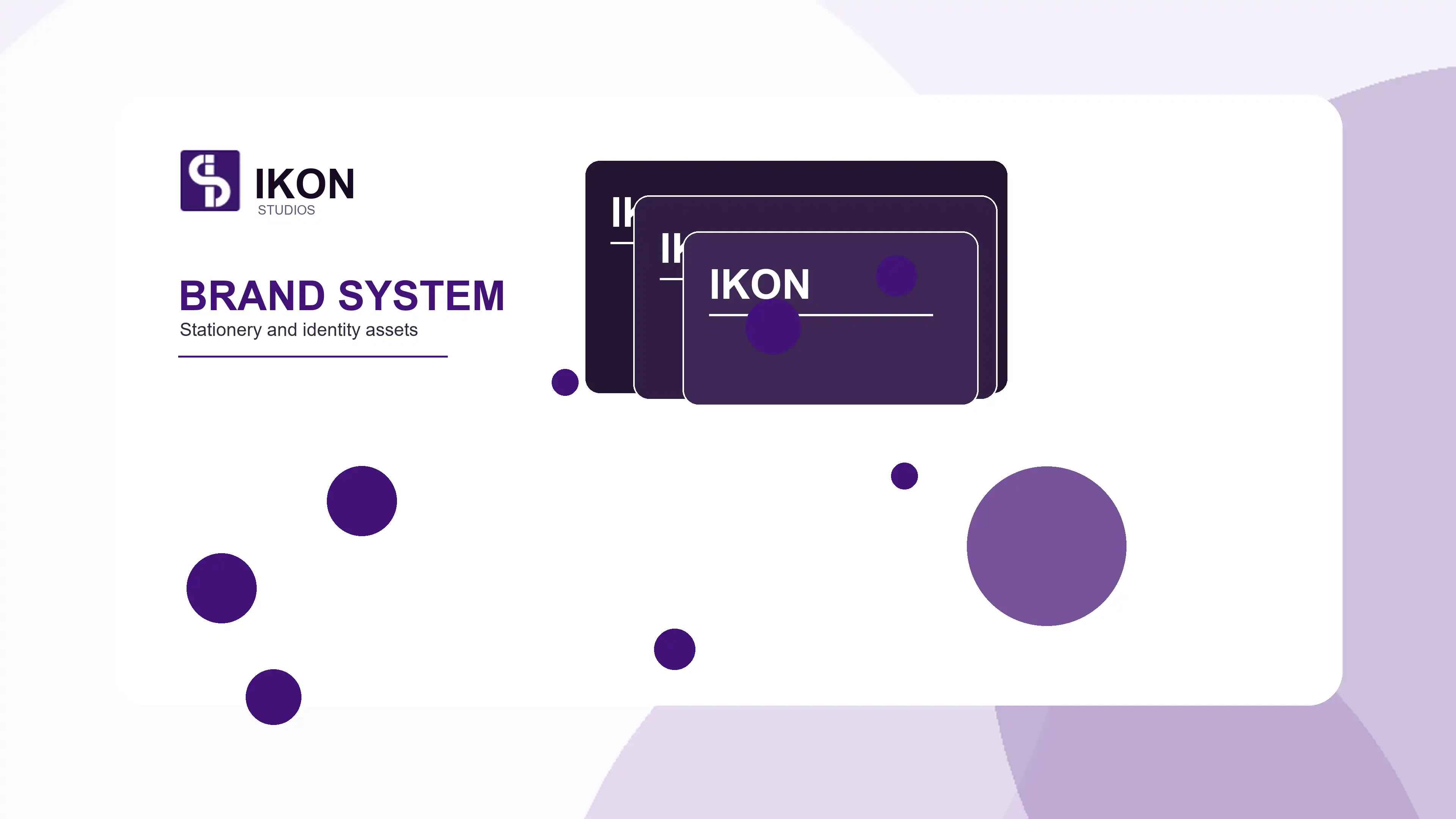 Purple themed Ikon Studios brand system mockup