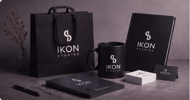 Ikon Studios brand identity stationery