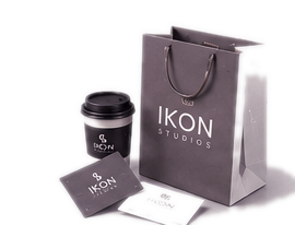 Ikon Studios bag and stationery mockup